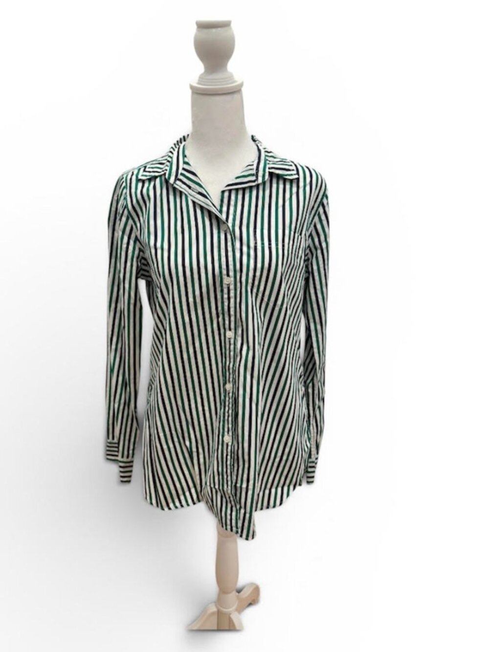 J.Crew Trifecta Stripe Classic Fit "Boy Shirt" Green Navy White Button Down 4